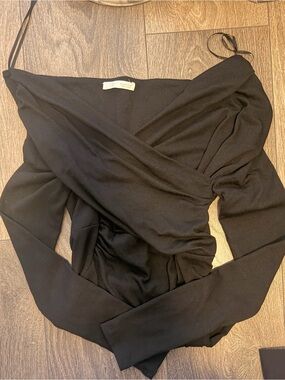 Zara Black Off-Shoulder Wrap Top